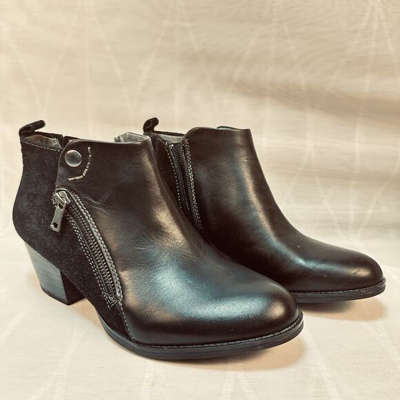 Earth Conway Maple Leather 9M Women's Black Zipper Ankle & Booties Boots - Picture 2 of 9